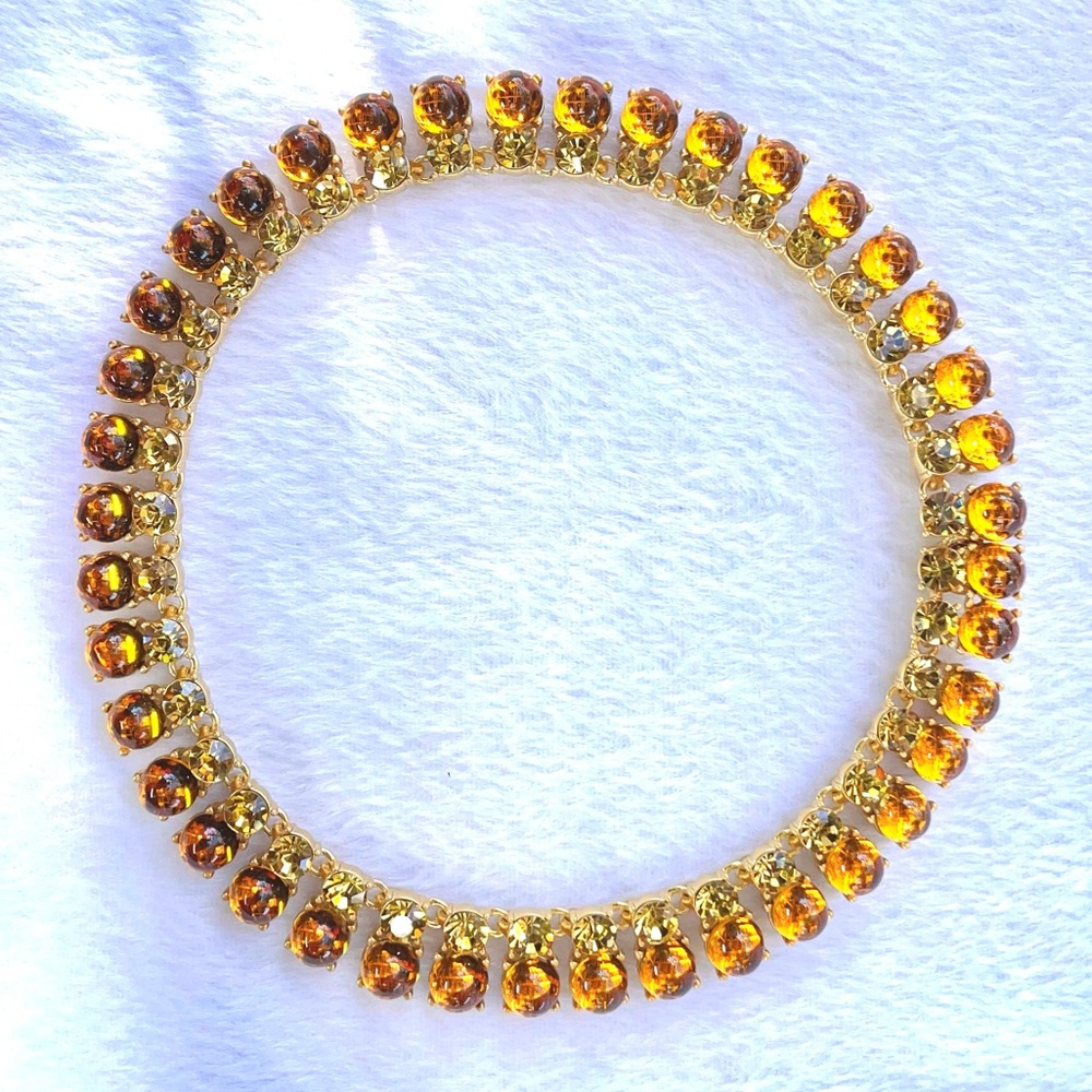 Oscar de la Renta Gold-tone Necklace with Amber Crystals